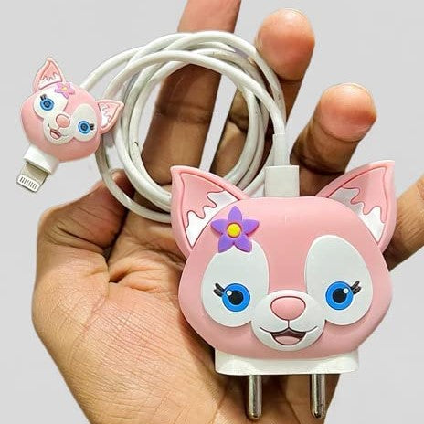 Charger Case and Cable Protector for iPhone (Cute Kitty)