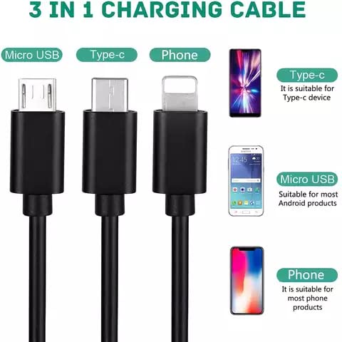 3 in 1 USB Charging Cable Fast Charger for Apple Ipad iphone