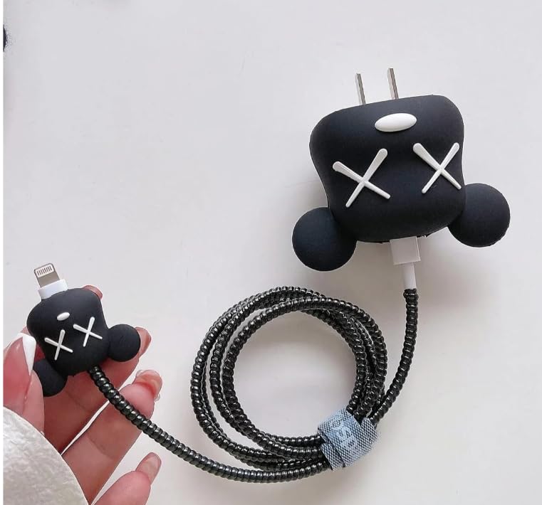 Charger Case and Cable Protector for iPhone (Bear Brick Black)