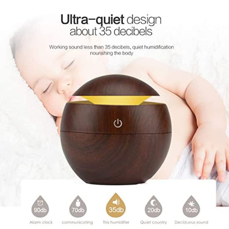 Wooden Cool Mist Oil Diffuser Aroma Colorful Change air Humidifier