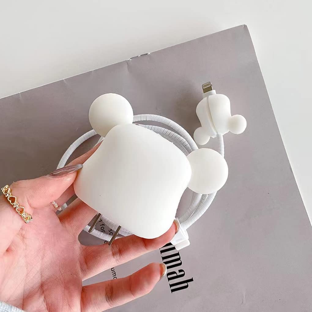 Charger Case and Cable Protector for iPhone (Bear Brick White)