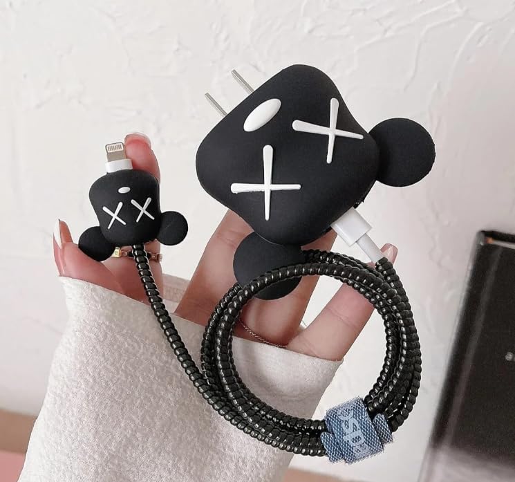 Charger Case and Cable Protector for iPhone (Bear Brick Black)