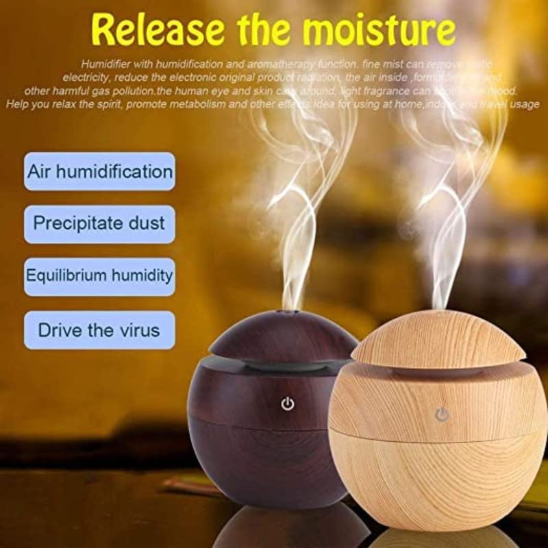 Wooden Cool Mist Oil Diffuser Aroma Colorful Change air Humidifier