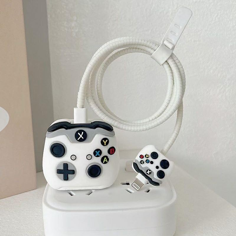 Charger Case and Cable Protector for iPhone  (WHITE control )