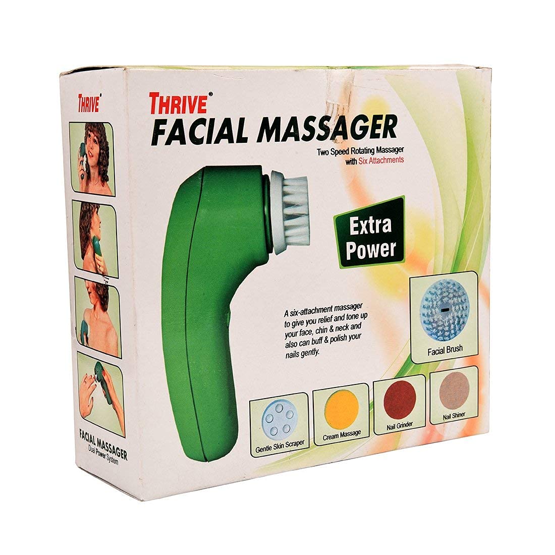 Facial Massager With 6 attachments with Adopter Multicolor By TREE FIT