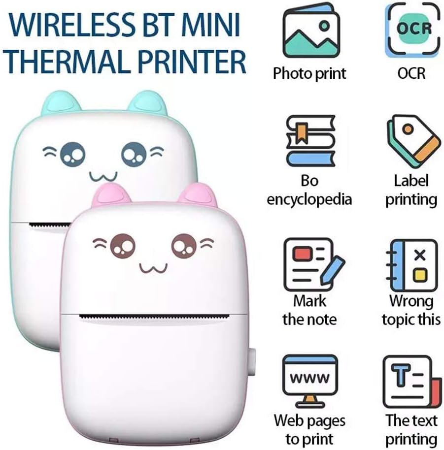 Cartoon Cat Shape Portable Instant Bluetooth Wireless Thermal Printer