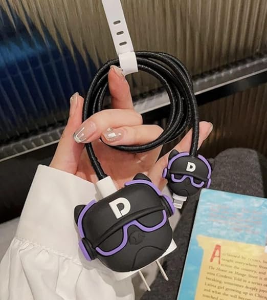 Charger Case and Cable Protector for iPhone (Hip-Hop Bulldog )