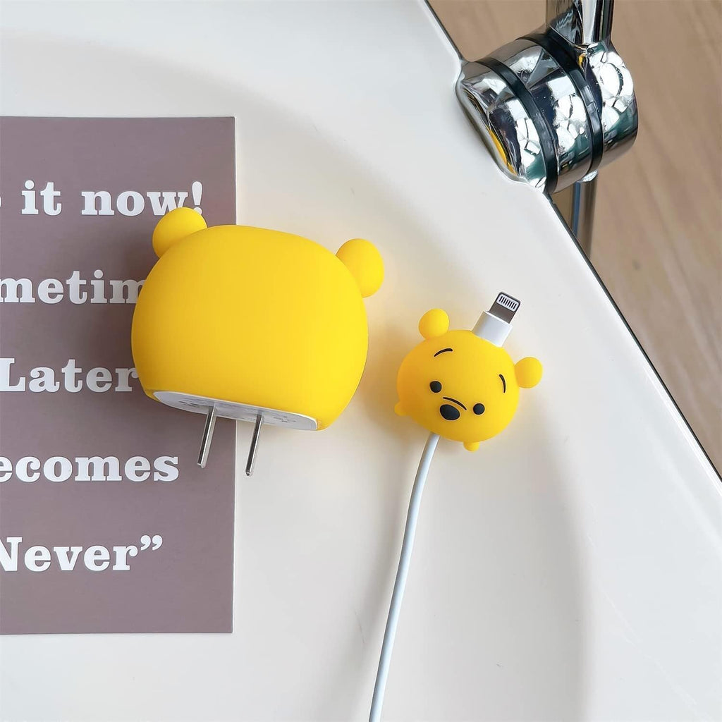 Charger Case and Cable Protector for iPhone (Cute Pooh)