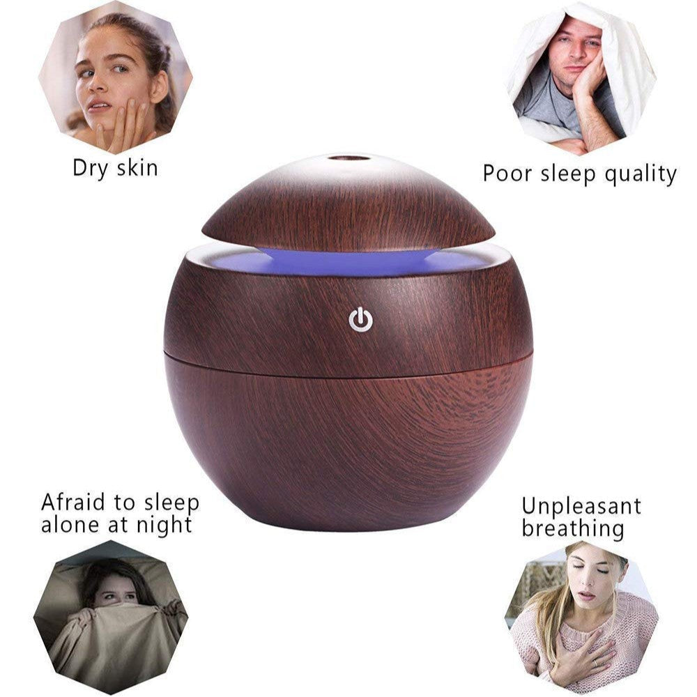 Wooden Cool Mist Oil Diffuser Aroma Colorful Change air Humidifier