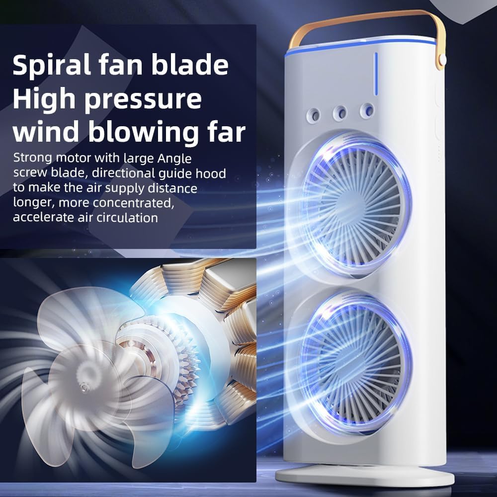 3-hole Double Head Fog Fan Portable air Conditioner USB Cable Electric Fan LED Light Fog Fan air Humidifier