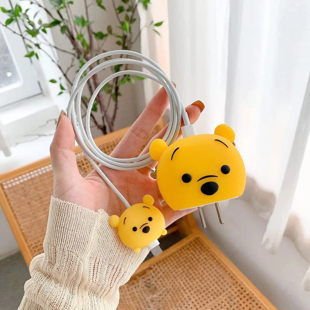 Charger Case and Cable Protector for iPhone (Cute Pooh)