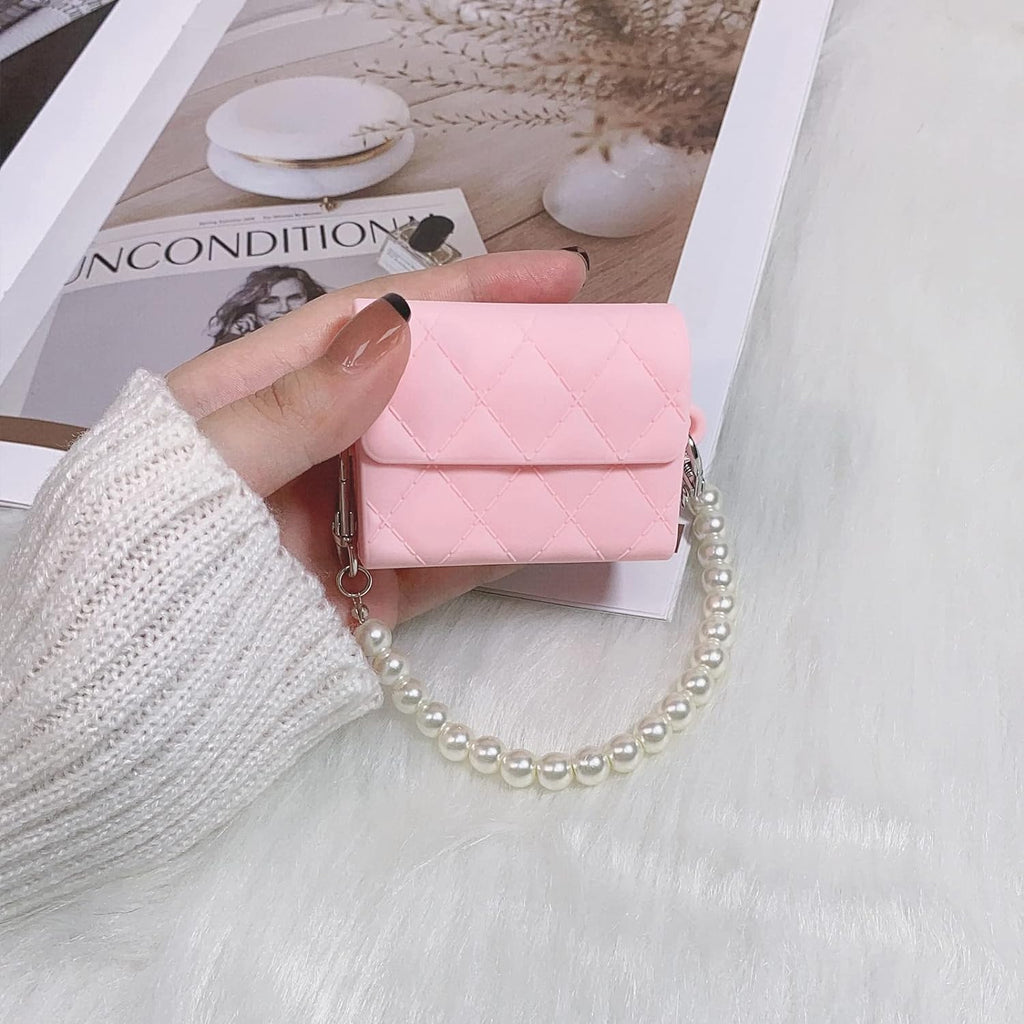 CASENED Cute Cartoon Design Case Cover for Apple AirPods ( CHANELBag Pink )