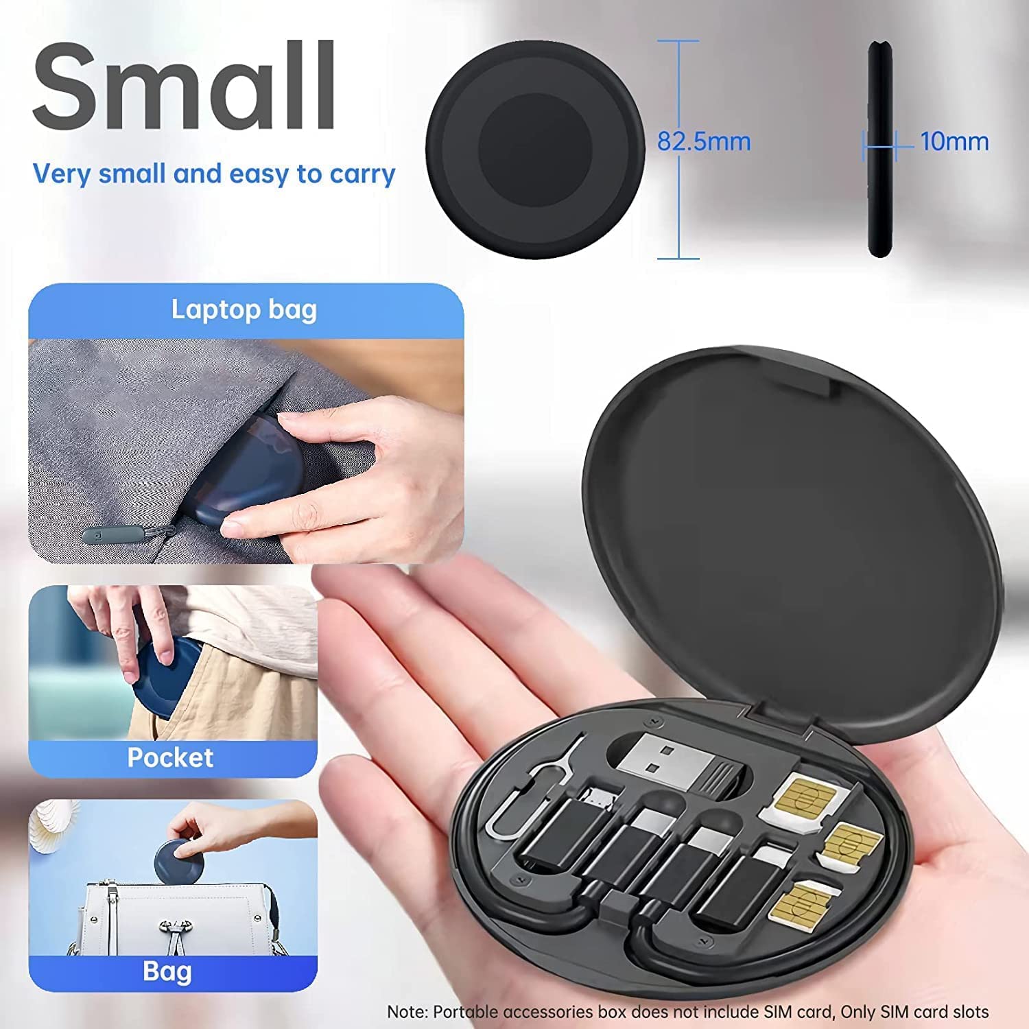 Mini Digital Gadgets Storage Box, Data Cable Storage Box, Sim Card Holder,