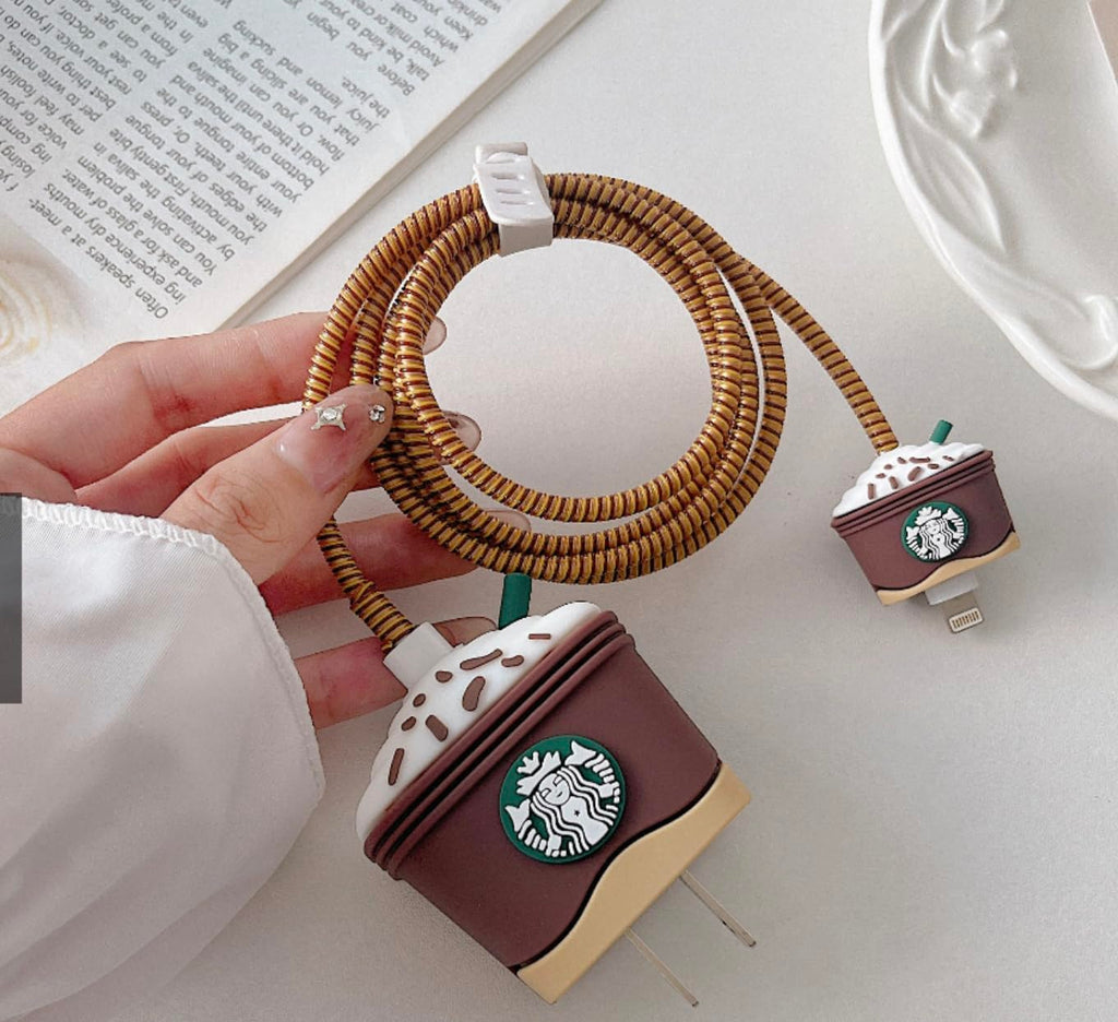 Charger Case and Cable Protector for iPhone (Coffee )