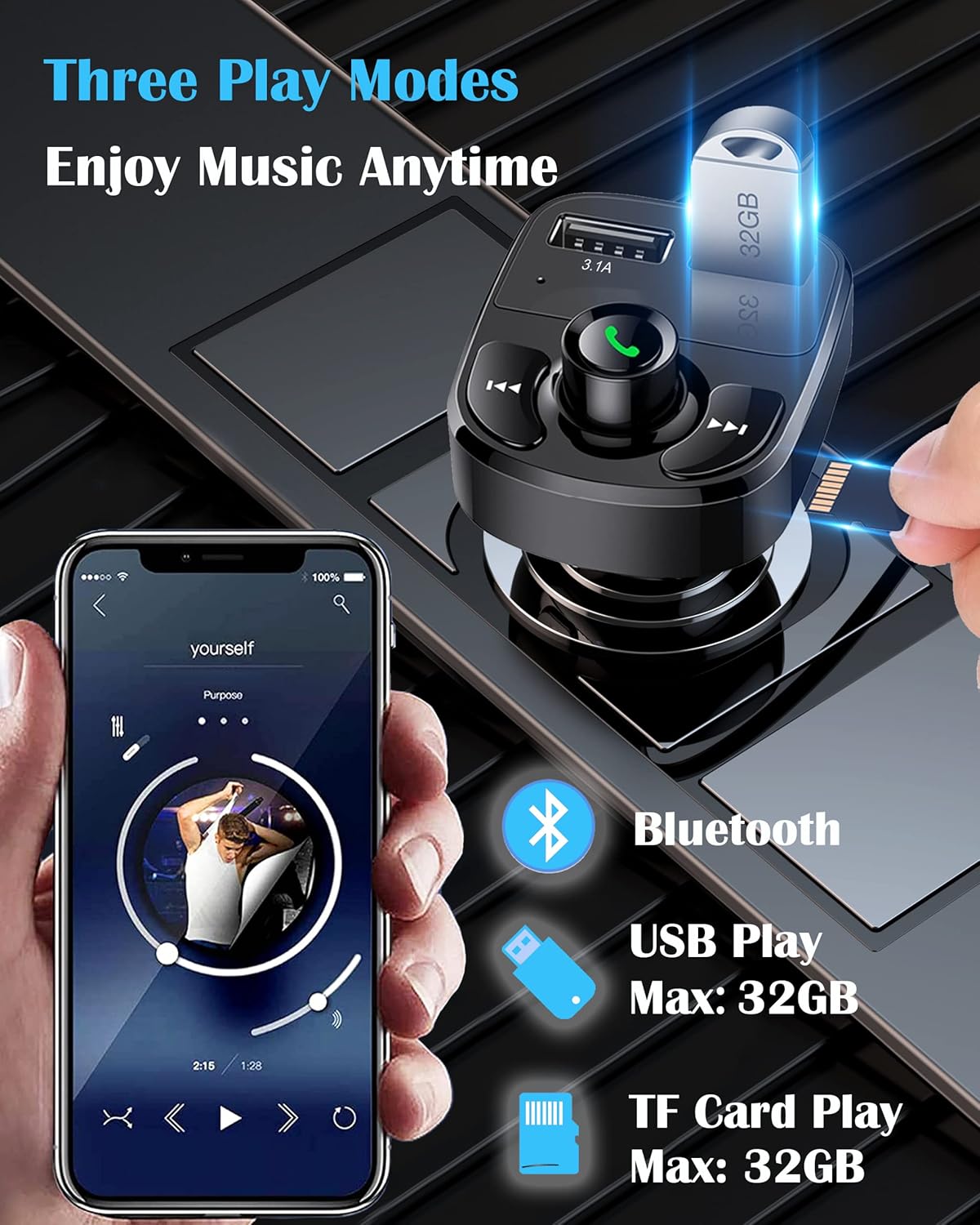 Handsfree Call Car Charger,Wireless Bluetooth FM Transmitter Radio Receiver