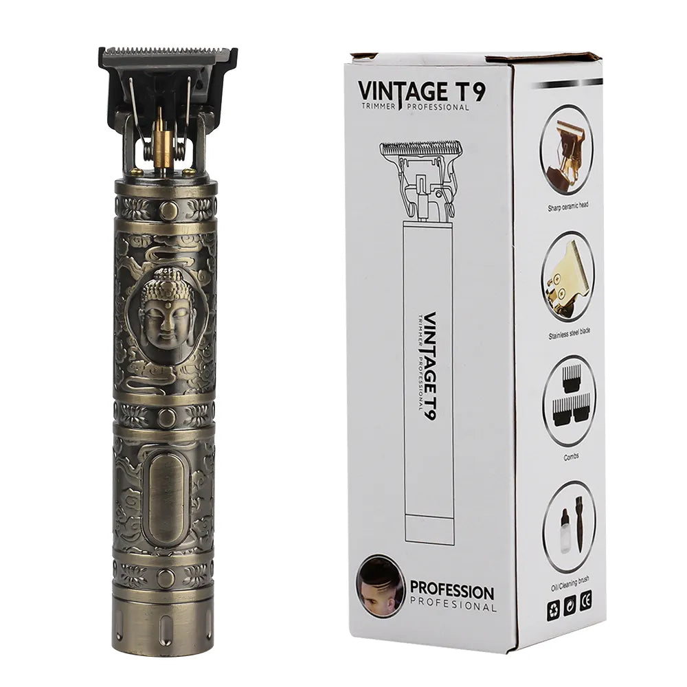 Professional Hair Clipper T9 Vantage Electric Rechargeable Buddha Hair Trimmer Salon Barber Hair Cutting Shaving Machine