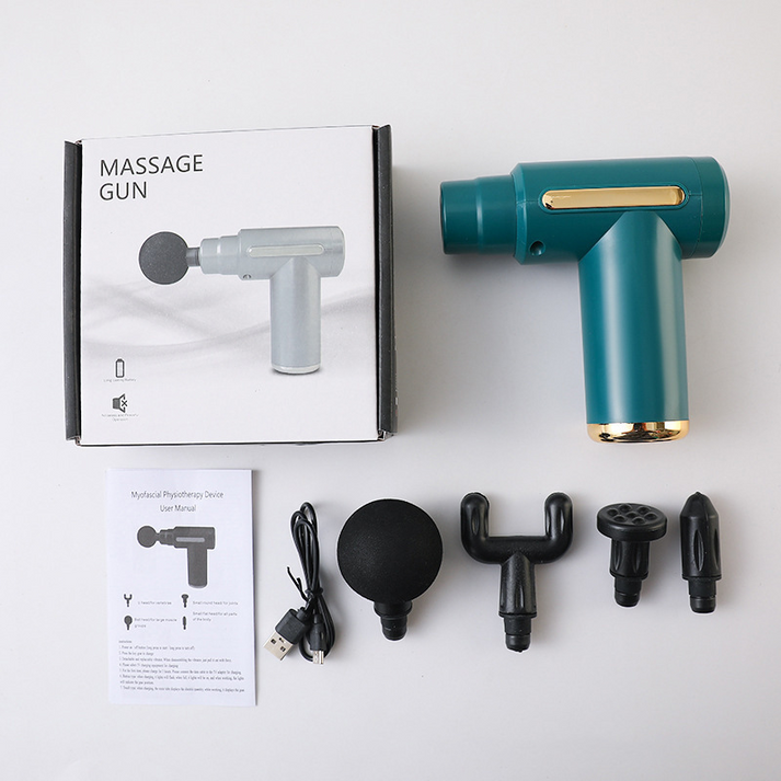 Gun Massager, 4 Heads, 6 Speed, Rechargeable, Handheld, Percussion Muscle Massager for Full Body Pain Relief, Muscle