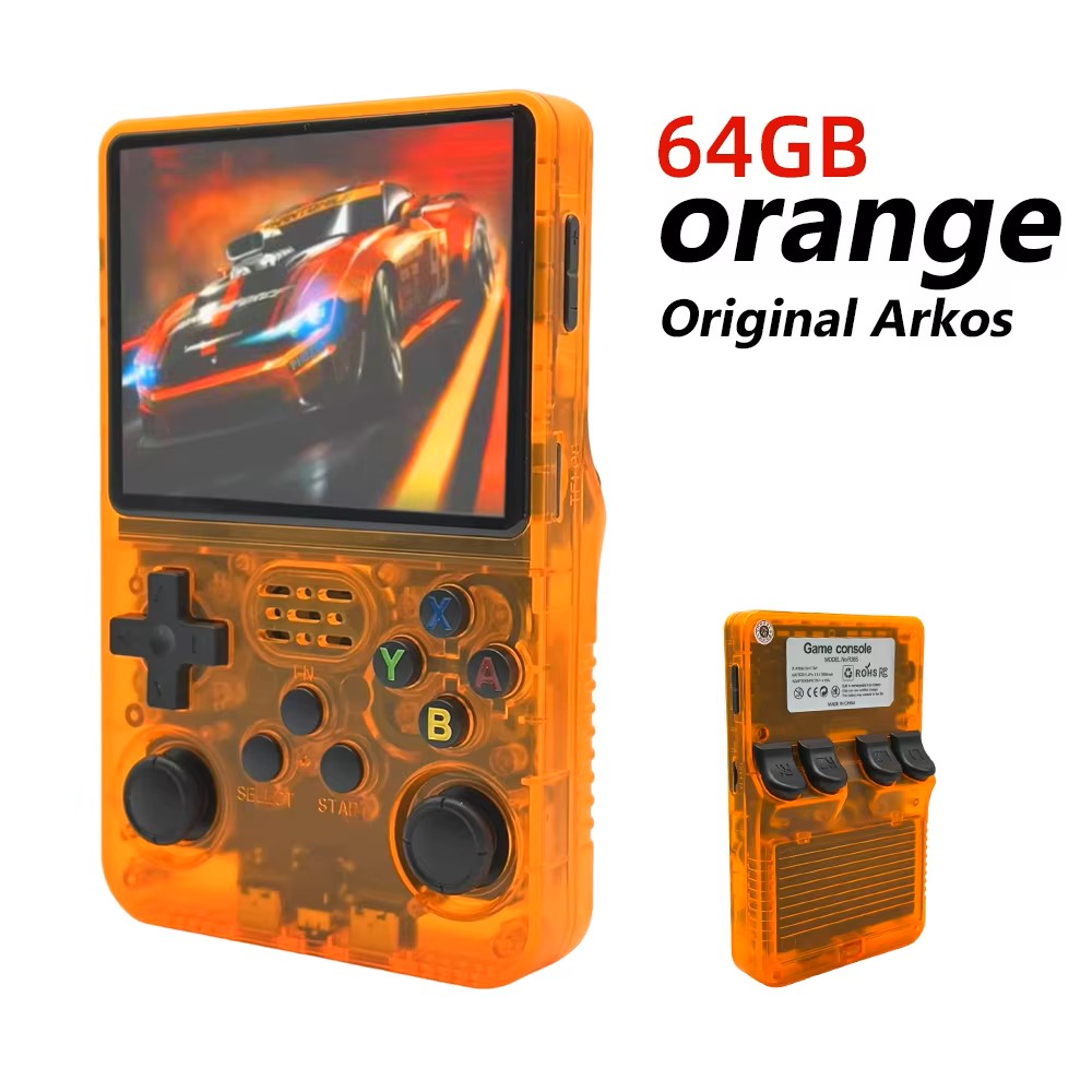 R36S Retro 3.5 Inch IPS Screen Handheld Game Console Open Source Linux System 64GB Handheld Pocket Video Games