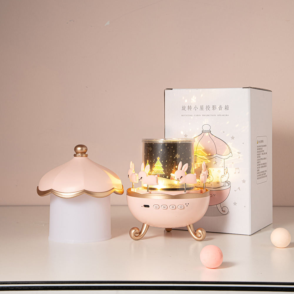 Portable Rechargeable Projector Night Light 360 Degree Rotary BT Speaker Bedside Romantic Music Sleep Projection Lamp