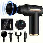 Gun Massager, 4 Heads, 6 Speed, Rechargeable, Handheld, Percussion Muscle Massager for Full Body Pain Relief, Muscle